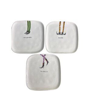Rae Dunn Halloween Witch Leg Square Plates Set Of 3